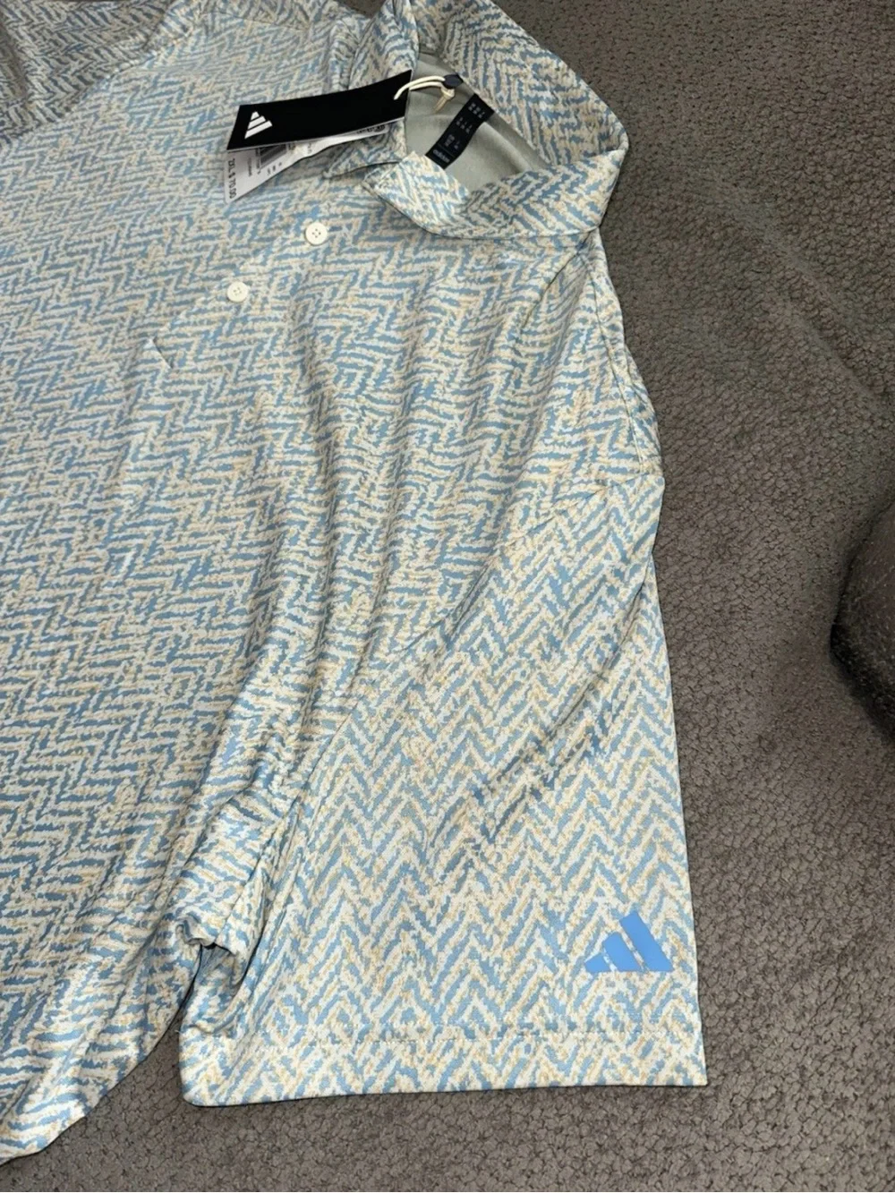 Adidas Golf Shirt Mens 2XL Semi Blue Burst Ultimate365 Fairway Jacquard Polo NWT